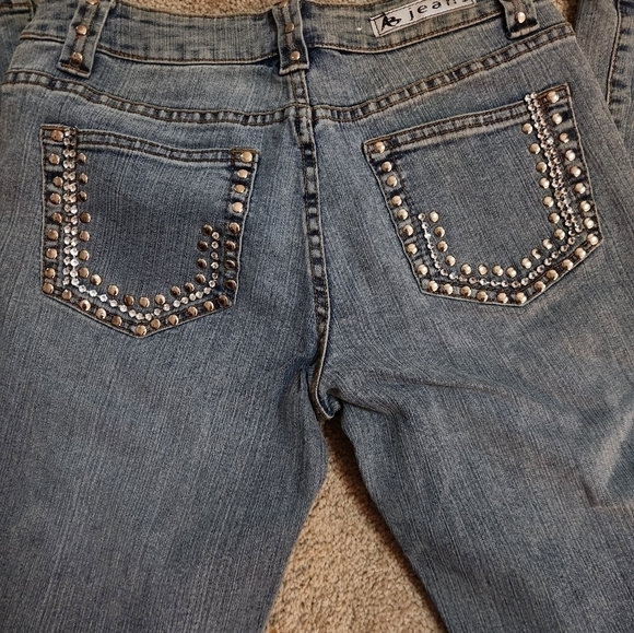 AB Jeans Rhinestone trim Boot cut Flare sz 11 - Picture 4 of 6